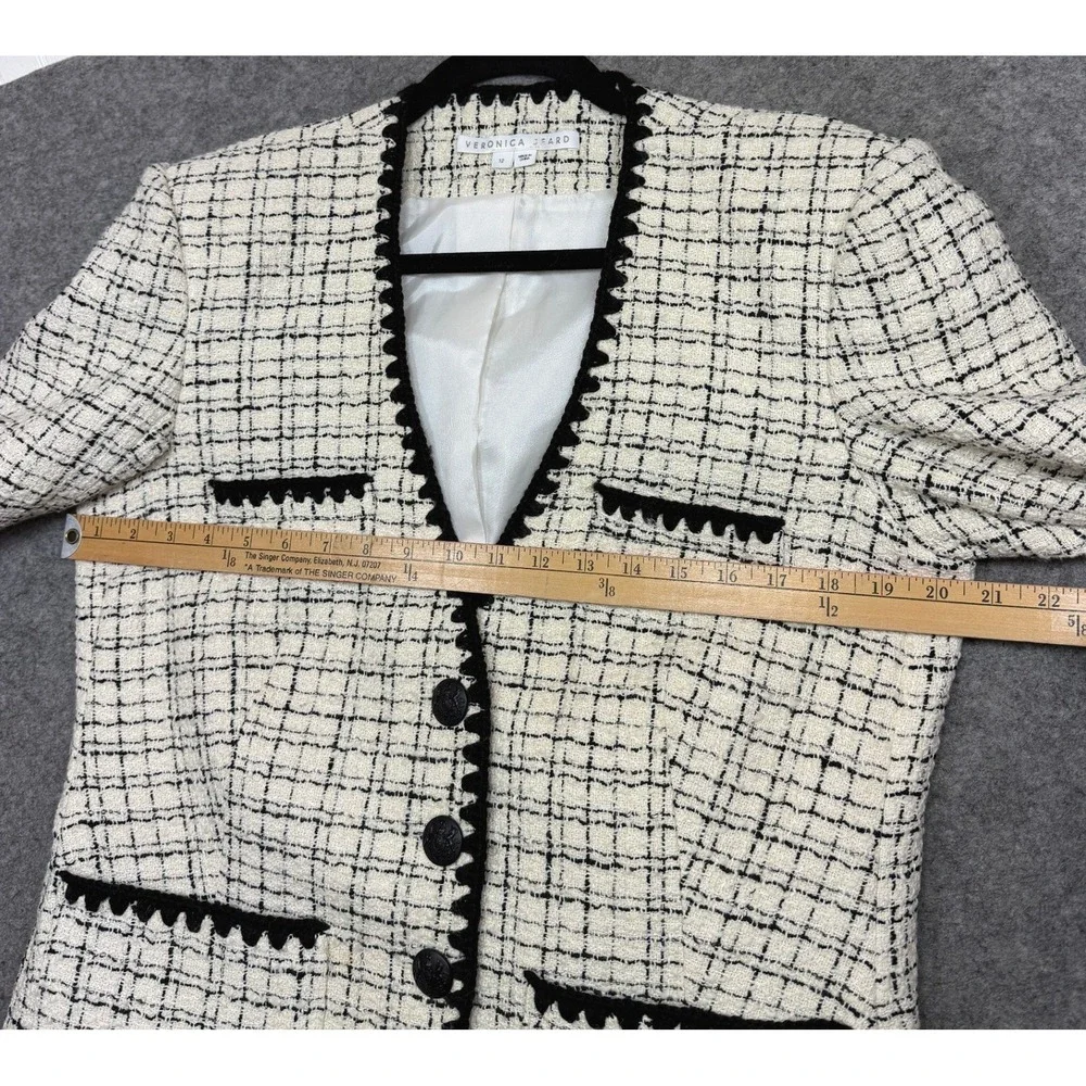 Veronica Beard Albie Dickey Two Tone Cotton Blend Bouclé Tweed Blazer Size 12 - Picture 10 of 12